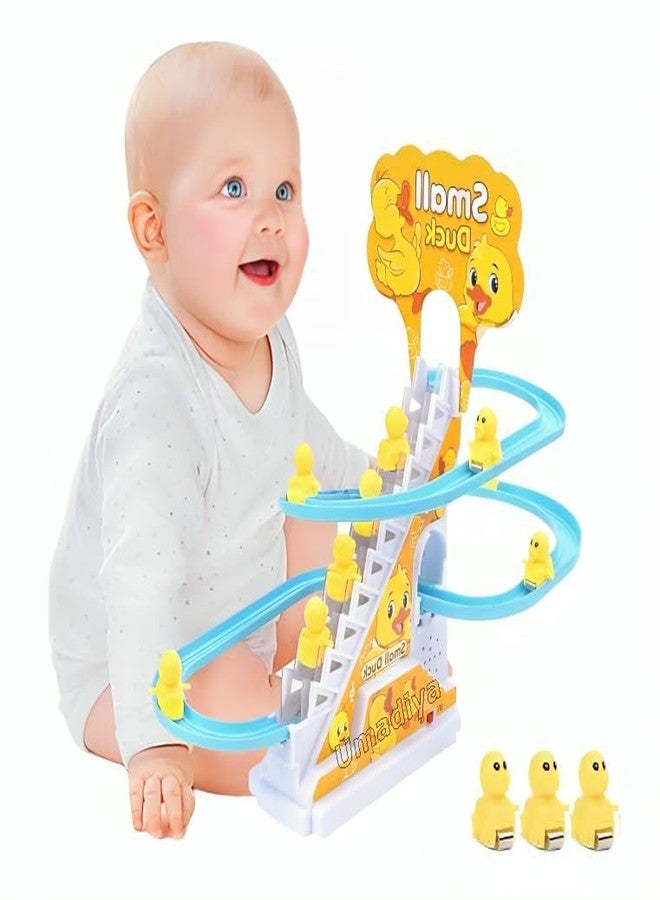 PARSPAR Duck Stair Climbing Toy | Small Ducks Stair Climbing Toys for Kids | Automatic Stair-Climbing Race Track with Lights & Music | Little Lovely Duck Slide Toy Escalator Toy_ 3 Ducks - Image 1